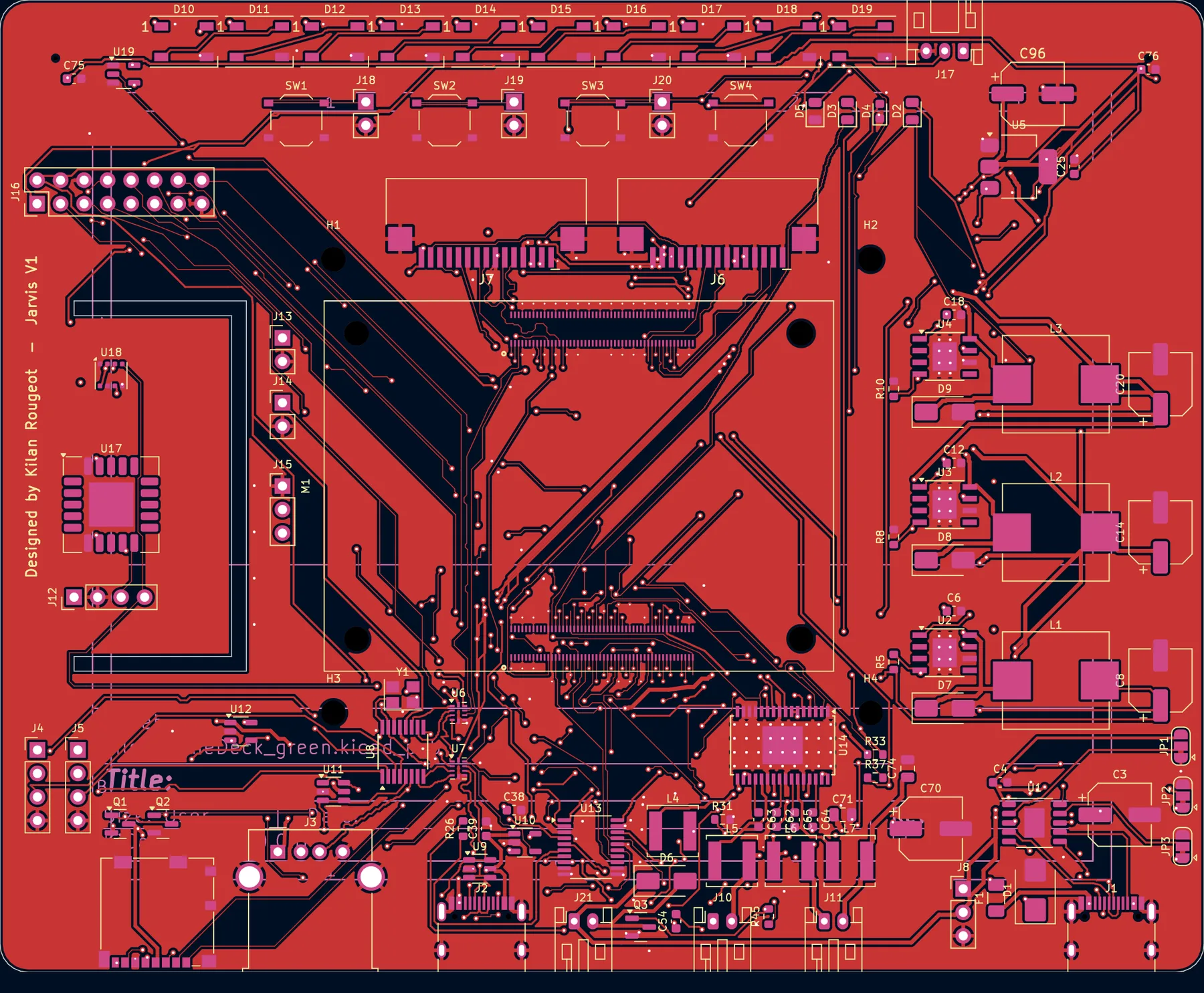 Front copper layer of the HomeDeck board in the KiCad editor
